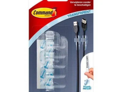 Clips Διακόσμησης και Διαχείρισης Καλωδίων Command 3M  Clear Στρογγυλά Διαφανή