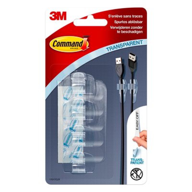 Clips Διακόσμησης και Διαχείρισης Καλωδίων Command 3M Clear Στρογγυλά Διαφανή Clips Διακόσμησης και Διαχείρισης Καλωδίων Command 3M Clear Στρογγυλά Διαφανή